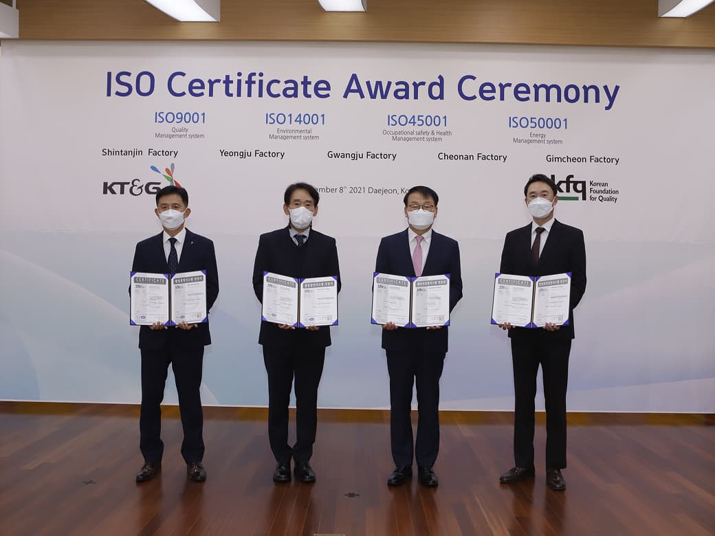 KT&G is enhancing the ESG management system, as it is holding four major ISO certification